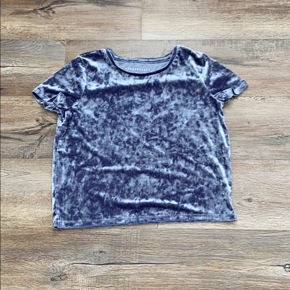 Gray velvet crop T-shirt
